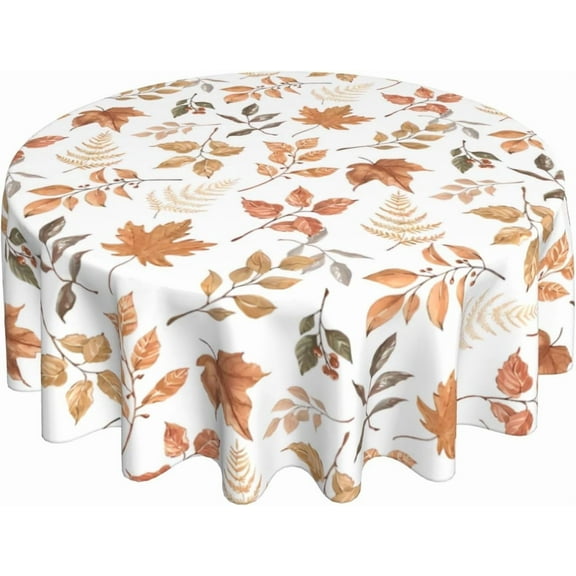 Fall Tablecloth Round 70 Inch Burnt Orange Watercolor Maple Leaves Table Cloth,Stain Resistance Polyester Thanksgiving Harvest Table Covers for Kitchen Dining,Small Tablecloth for Party Picnic