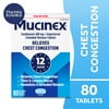 Mucinex 12 Hour Expectorant, OTC Medicine for Excess Mucus Relief, Chest Congestion, FSA, 80 Tablets