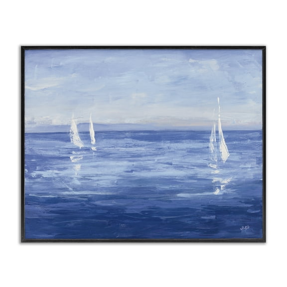 Stupell Industries Contemporary Vivid Boats Open Sail Black Framed Giclee Art, 14 x 11, by Julia Purinton