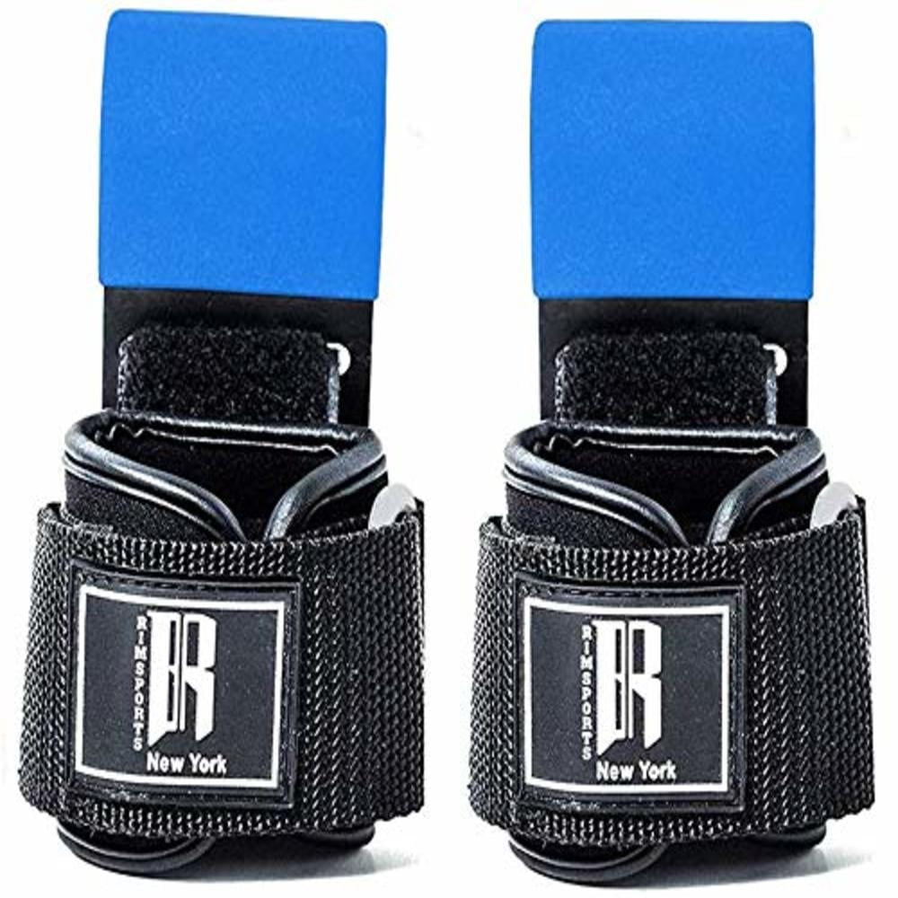 RIMSports Gym Weight Lifting Hooks Grips with Deadlift Wrist Straps