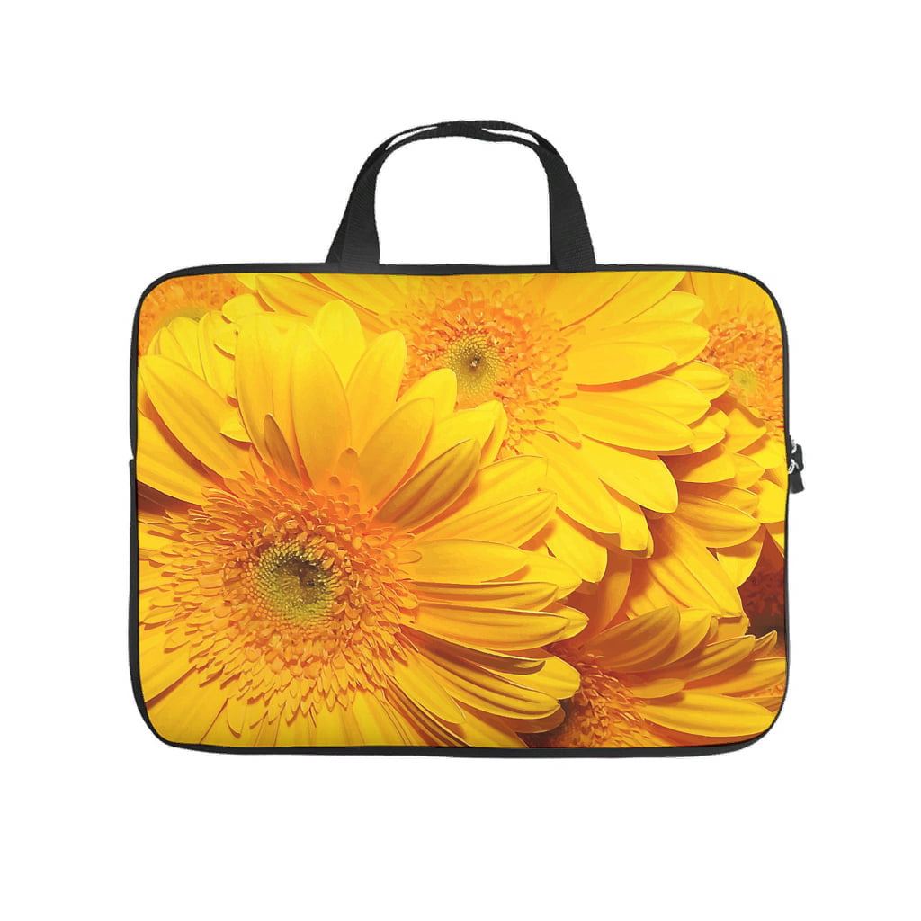 Trendy Laptop Bag Sunflowers Wonderful Yellow Flower 3D Print Tablet Carrying Case Lightweight Neoprene Fabric Notebook Briefcase for Businessmen Office Staff White 12inch