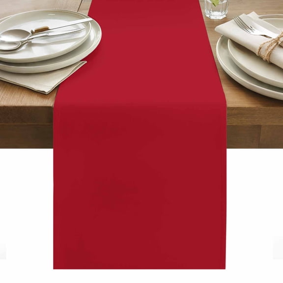 Table Runner Dresser Scarves 90 Inch Long,Pure Color Red Linen Dining Table Runners