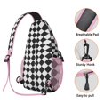 thumbnail image 2 of Colorful Abstract Plaid Sling Backpack for Travel and Outdoor Use, Lightweight Checkered Crossbody Bag with Geometric and Striped Retro Checkerboard Print, 2 of 6