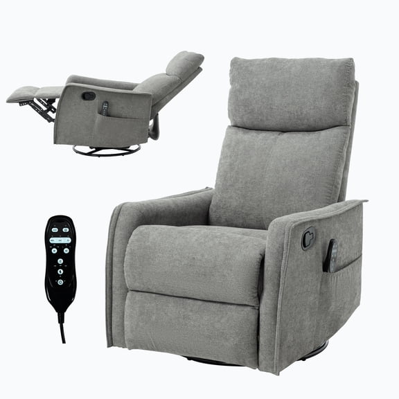 CQSXDA Living Room Heat Massage Recliner Chair in Light Fabric Featuring Rocker and Swivel Design