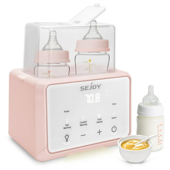 Sejoy Baby Bottle Warmer, Fast Baby Food Heater for Breast Milk and Formula, Steam Sterilizer, Pink