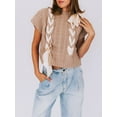 thumbnail image 3 of FOCUSNORM Pull-Over Contrasté pour Femmes Col Rond Manches Courtes Débardeur pour Sortir Mode Urbaine pour Usage Quotidien, 3 of 9