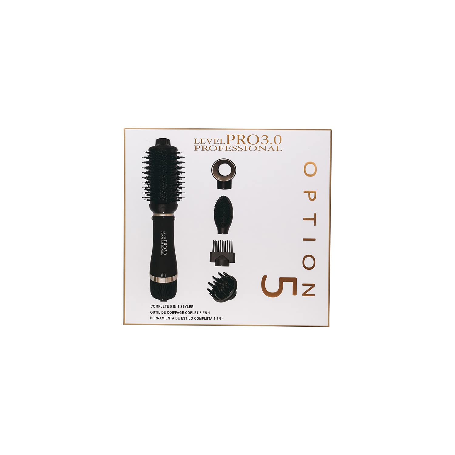 Level Pro3.0 Complete 5 in 1 Hair Styler Brush, Negative Ion Blow Dryer Brush with 3 Heat Settings, Hot Air Blowout Brush Hair Dryer and Volumizer for Hair Straightening, Drying, Volumizing, Curling