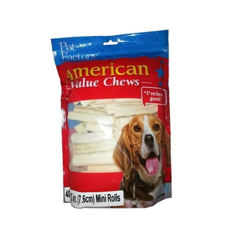UPC: 0094983281129 | Pet Factory American Beefhide Mini Rolls Natural Flavor 3   40 Count