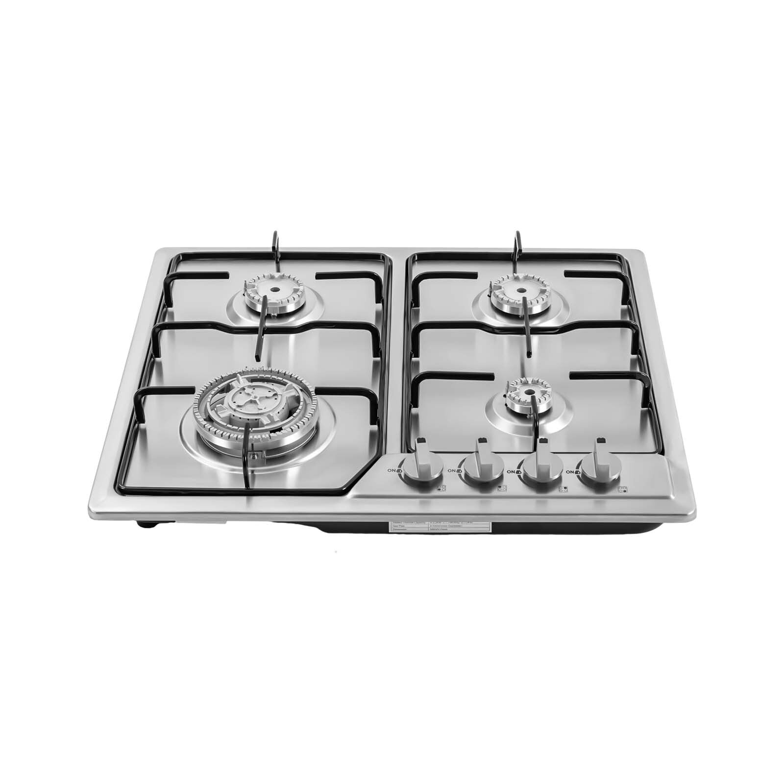 Kitchen Cooktop, Gas Stove, 4 Burner Stainless Steel Built-in Cooktop, Natural Gas with Safety Valve, Easy Operation, for Home Cooking