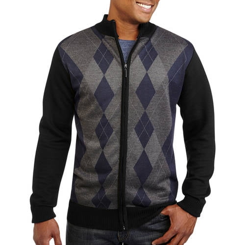 Sahara Club - Big Men's Argyle jacquard Full Zip Sweater - Walmart.com ...