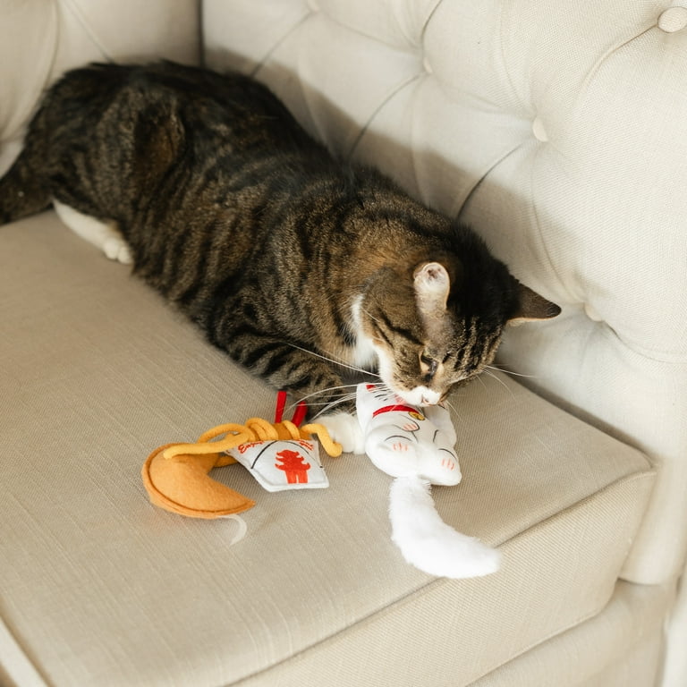 Vibrant Life Lucky Cat Toys with Catnip 3 Pack Plush White Cat