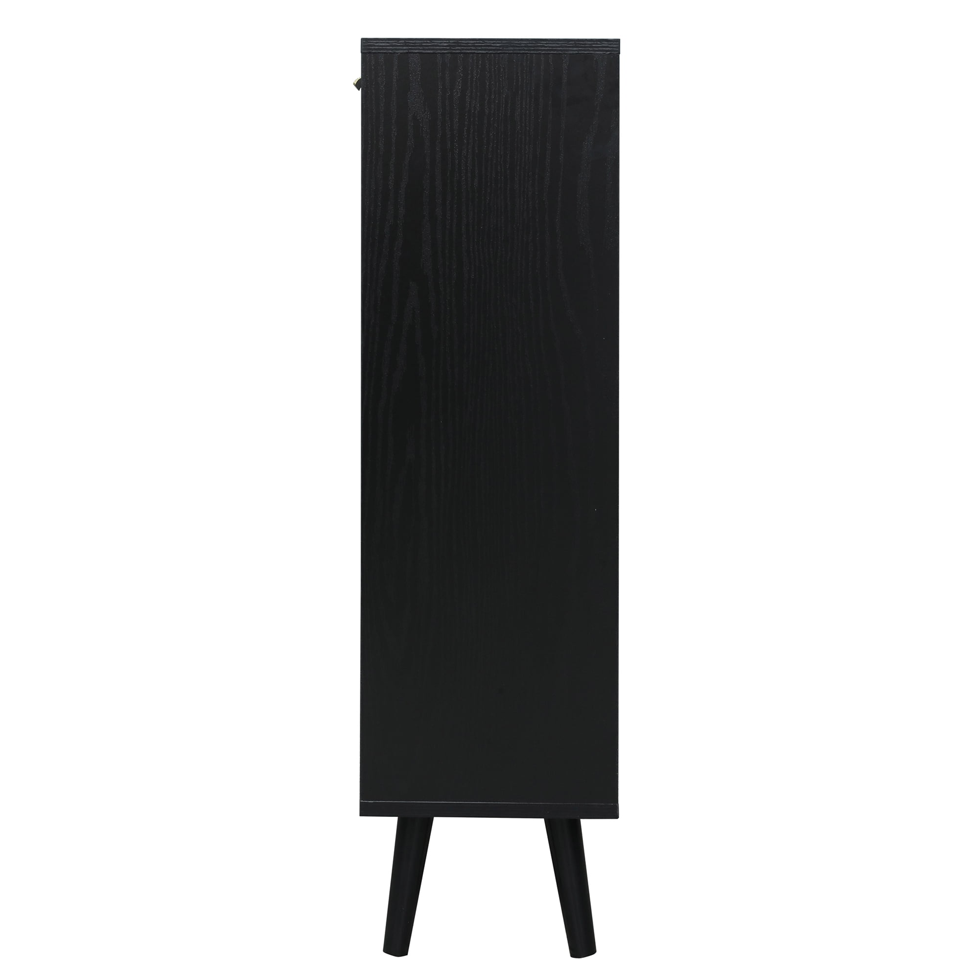 Kadyn 41.34" Black Rattan 4 Door Shoe Rack, Freestanding Shoe Rack Storage Organizer for Entryway, Shoe Storage Cabinet