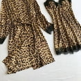 thumbnail image 7 of YFNNUP 2pcs Leopard Printed Robe for Women Cozy Ice Silk Kimono Robe Sexy Lace Nightwear Soft Lightweight Satin Robe, 7 of 7