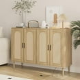 thumbnail image 7 of Sideboard Buffet Rattan Cabinet, Accent Storage Cabinet, Boho Large Kitchen Storage Cabinet with Power Outlet, Adjustable Shelves for Living Room, Hallway, Entryway, 7 of 7