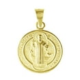 thumbnail image 2 of 925 Sterling Silver Yellow Gold Plated 1mm Cable Chain Necklace w/ 2-sided Saint Benedict Pendant Charm, 2 of 5