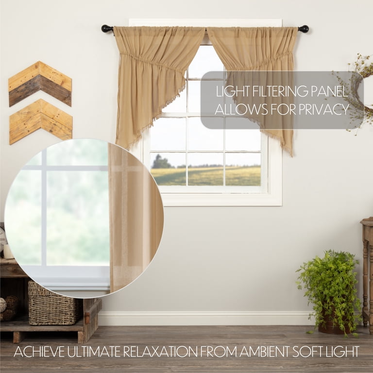 Tobacco Cloth Fringed Prairie Swag Set
