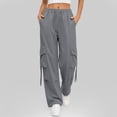 thumbnail image 4 of Women's Summer Casual Fashion Solid Color Quick Drying Work High Waist Straight Tube Wide Leg Multi Pocket Pants, 4 of 6