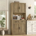thumbnail image 5 of Homfa 71" Tall Modern Farmhouse Storage Cabinet, Kitchen Pantry with 2 Drawers and Adjustable Shelves, Brown, 5 of 7