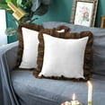 thumbnail image 2 of Ayanshi Bedding Dual Tone Ruffle Pillow Shams Set of 2, 26X26 - Ruffled Design Pillow Covers 26X26 Soft & Smooth - Decorative Pillow Cases 26X26 - (White-Brown), 2 of 7