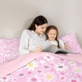 thumbnail image 4 of Erosebridal Cute Daisy Floral Twin Comforter Sets for Girls, Pink Bedding Set, Pink Reversible 2-Piece, 1 Comforter and 1 Pillowcase, 4 of 6