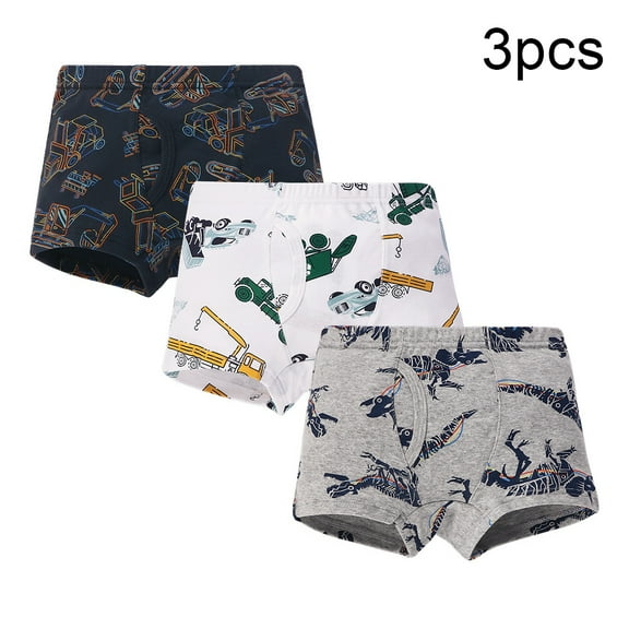 Chenyin 3PCS Kids Baby Underwear Boxer Brief for Boys Cotton Shorts Toddler Cartoon Dinosaur Underpants 3-8 Years Panties for Boys