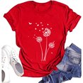 thumbnail image 4 of Hauts d'Été pour Femmes, Blouses Décontractées Élégantes 2024, T-Shirts à Manches Courtes Imprimés, Col Rond, Ample, Rouge, 4 of 5