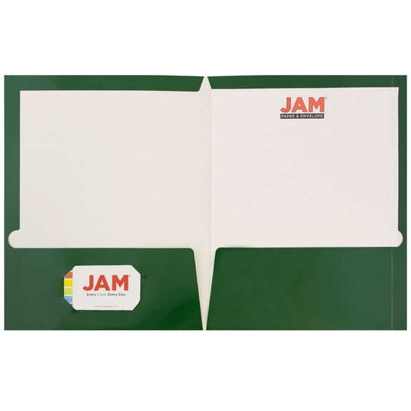 JAM Paper Glossy Two Pocket Folders, Green, 50 per Pack