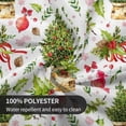 thumbnail image 4 of Nappe de Noël Ronde 60 Pouces Plante Verte Feuille de Baie Rouge Nappe Décorative Lavable Résistante aux Plis et aux Taches Polyester Couverture de Table de Fête Dîner Pique-Nique, 4 of 6