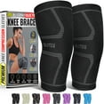 thumbnail image 1 of Rodillera BLITZU Compression para mujeres y hombres, paquete de 2, color negro, 1 of 5