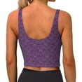 thumbnail image 3 of Lsque Retro Florals Purple Printed Women'S Sports Bra, Compression, Moisture Wicking, High-Impact Sports Bra For Women,Supportive sports bra-Medium, 3 of 9