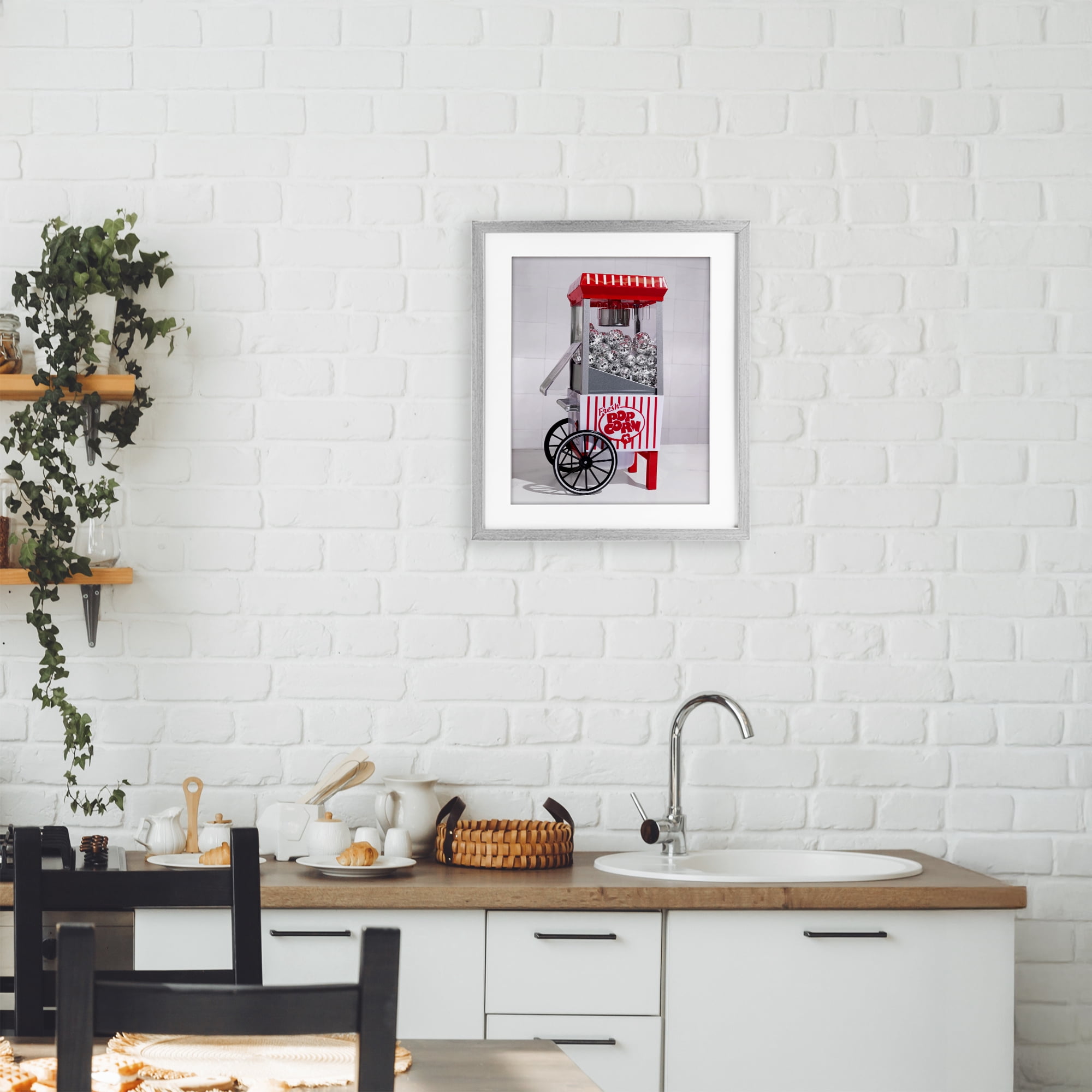 Stupell Industries Fun Disco Popcorn Machine Gray Framed Print Under Glass, design by LISH Creative