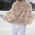 thumbnail image 5 of Fake Fur Coat, Yigetop Womens Winter Outerwear Faux Fur Long Sleeve Crop Jacket Shaggy Coat Open Front Cardigans Fur Coats for Women Khaki XL, 5 of 6