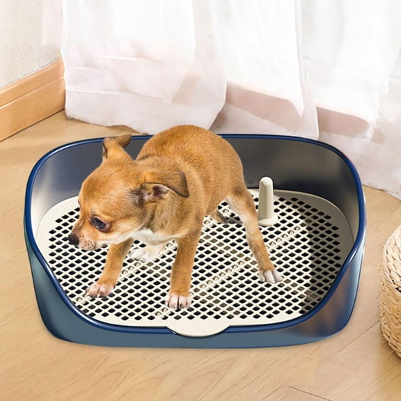 Toilette pour Chien Intérieur Extérieur Bassin d'Entraînement Support de Tapis Bac à Litière Bleu G