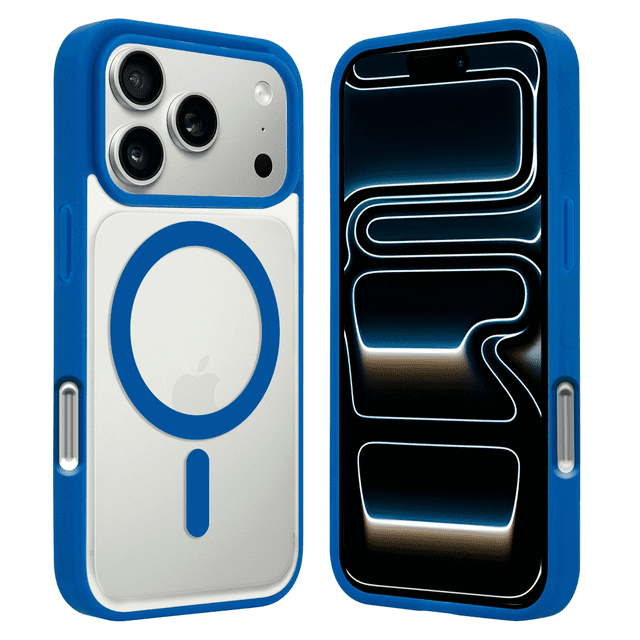 Funda Transparente con Color AZUL Compatible con MagSafe para iPhone 17 Pro, Protección Antigolpes Ultrafina, TPU + Silicona Resistente