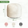 thumbnail image 2 of BYBYME Round Ottoman,Plush Striped Footrest,A Modern Foam Stuffed Poof Perfect to Rest Your Feet,20x15,Suitable for Living Rooms,Beige, 2 of 9