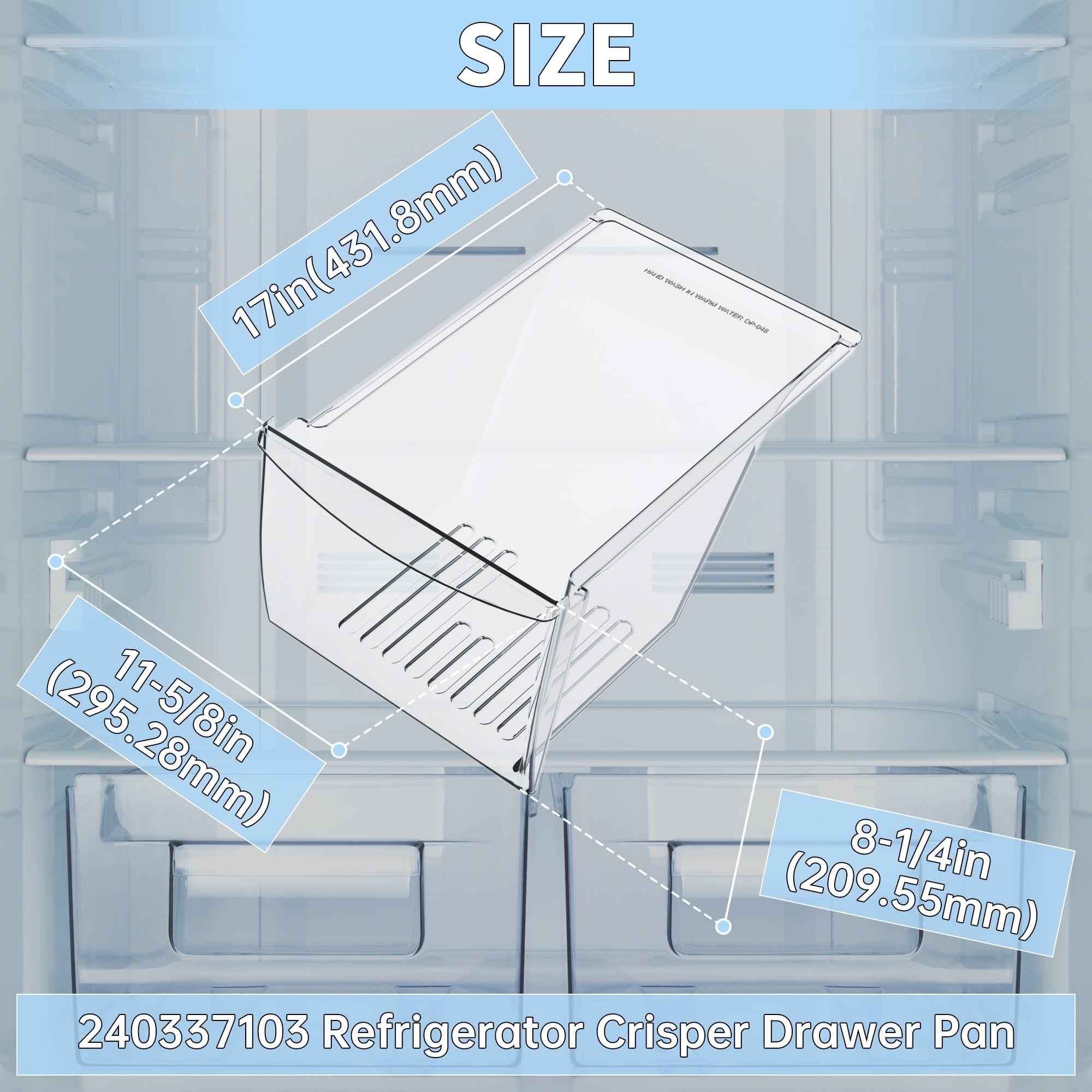 KOJEM Frigidaire Crisper Drawer Pan Bin Replacement, Refrigerator 240337103 AP2115849 891037 PS429854, Plastic