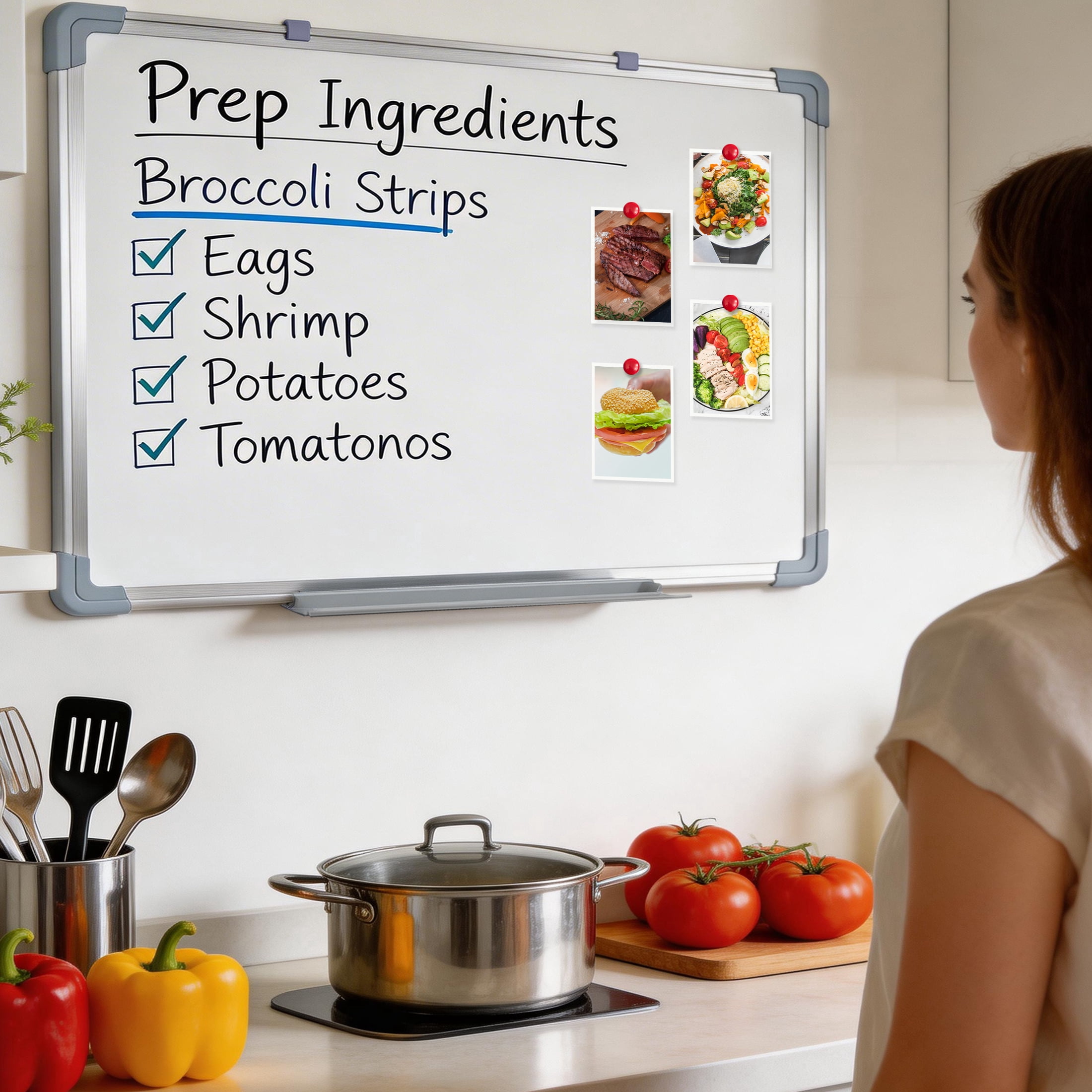 GARITIN Magnetic Dry Erase Whiteboard & Chalkboard, 36" x 24" Double Sided Wall Mounted Board with Markers & Eraser for Home Office School Kitchen