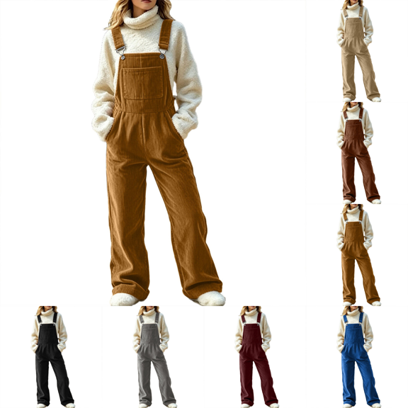 Hulanddfd Womens JumpsuitsCasual Wide Leg Overalls Loose Fit Jean Jumpsuits Adjustable Strap Bib RomperYellowL