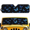 thumbnail image 2 of Yuyamidu Blue Butterfly Windshield Sun Shade Compatible with Jeep Wrangler JK JKU JL JLU 1997-2023 & Jeep Gladiator JT 2020-2023 16.14" x 52.95" Folding Front Window Sun Shade for Car Accessories, 2 of 7