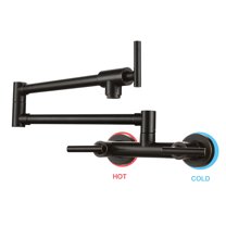 Wowow Wall Mounted Pot Filler with Hot Cold Water control Double Joint Swing Arm in Oil Rubbed Bronze