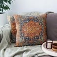 thumbnail image 2 of Pack of 2 Persian Pillow Covers 20x20 Inch, Vintage Turkish Carpet Boho Decorative Throw Pillow Covers for Home Decor Living Room Bed Couch, Blue Orange Pillowcase Set of 2, 2 of 6