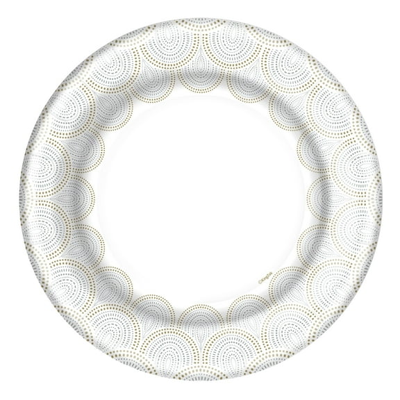 EcoQuality 10.5" inch Disposable Round Rays Plastic Serving Plates, China Like Party Plates, Heavy Duty Dinner Serving Plate, Platter, Weddings, Baby Showers, Catering, Non Toxic (18)