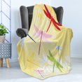 thumbnail image 4 of Dragonfly Soft Flannel Fleece Throw Blanket, Flower Field in Spring Season with Chamomiles and Sun on the Back Graphic, Cozy Plush for Indoor and Outdoor Use, 60" x 80", Multicolor, by Ambesonne, 4 of 5