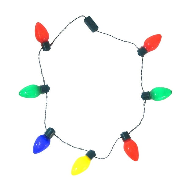 TreasureGurus Tacky Christmas Flashing LED Light Bulb Necklace Xmas