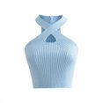 thumbnail image 2 of Txlixc Chaleco de estilo simple ajustado para mujer, tops cortos sin mangas con cuello halter Txlixc Sexy, 2 of 6