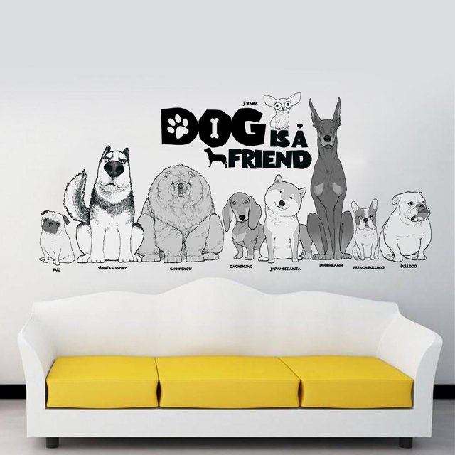 Calcomanías de pegatinas de arte de pared de salón impermeables de PVC con patrón de perros Ndcxsfigh Libre de BPA