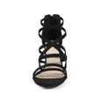 thumbnail image 2 of BLISSFUL STEP Women's Open Toe Strappy Strap Back Zip Chunky Heel Sandals Black 6, 2 of 8