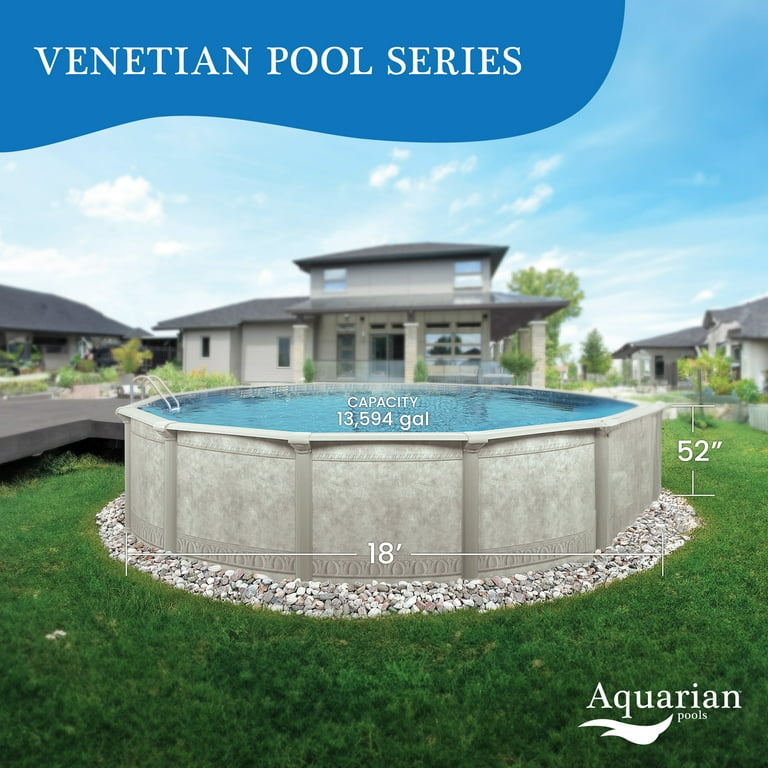Aquarian 18ft x 52in Venetian Above Ground Steel Frame Swimming