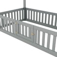 thumbnail image 6 of Euroco Twin Size Low House Bed with Fence and Door, Gray, 6 of 11