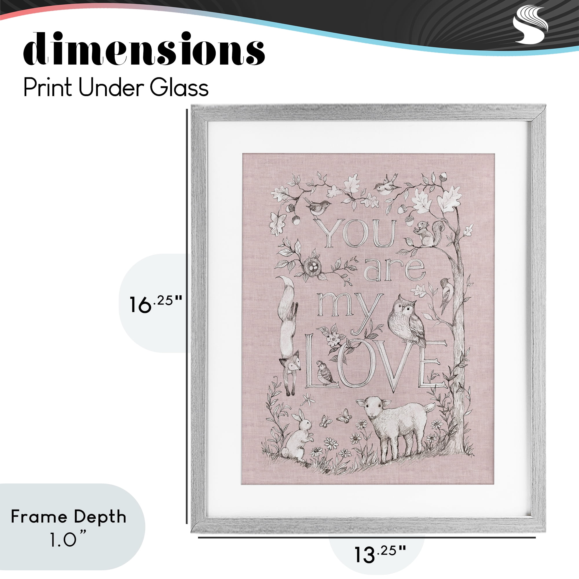 Stupell Industries You Are My Love Gray Framed Print Under Glass, design by Susan Winget